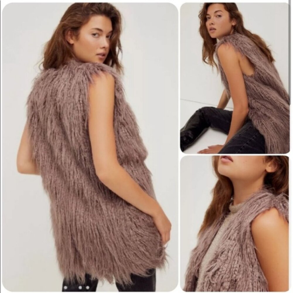 NWOT Free People Starlight Mongolian Shaggy Faux Fur Vest